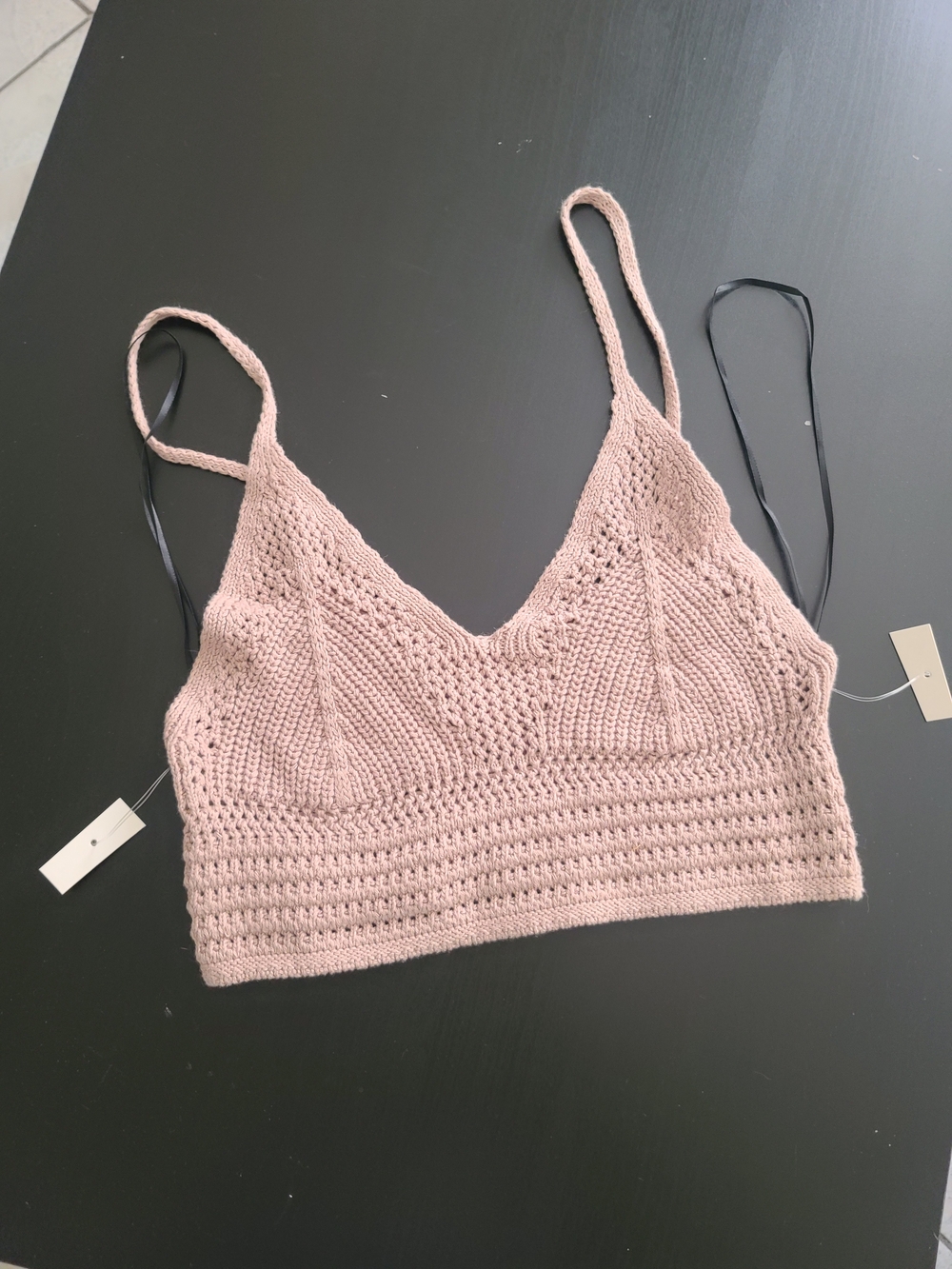Double Zero Crochet Knit Dusty Pink Crop Top